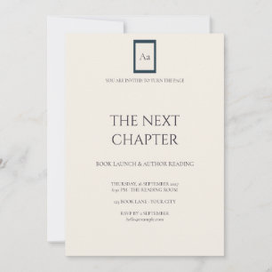Ink Blue Ivory Literary Book Launch Invitation
