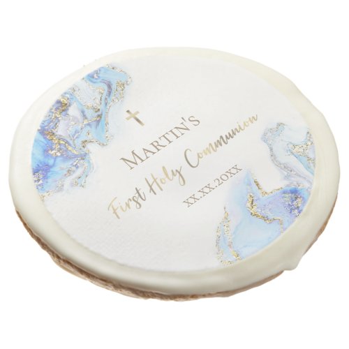 ink blue marble First Holy Communion Sugar Cookie