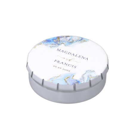 Ink Blue Marble Wedding Candy Tin