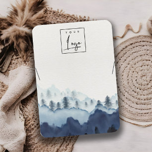 Ink Blue Navy Pine Woods Logo Necklace Display Business Card