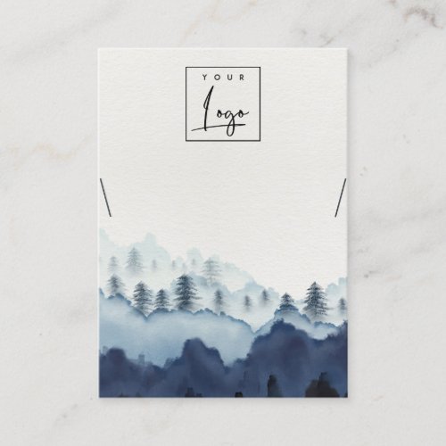 Ink Blue Navy Pine Woods Logo Necklace Display Business Card