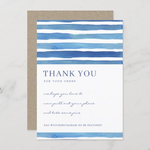 INK BLUE STRIPES PATTERN CORPORATE BUSINESS LOGO THANK YOU CARD