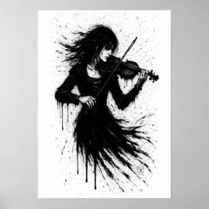 Ink‑Born Violinist in the Storm of Sound Poster