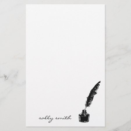Ink Bottle W/ Quill Stationery