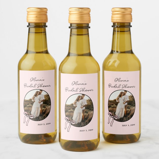 .ink Bow Bridal Shower Favor Mini Wine Label (Bottles)