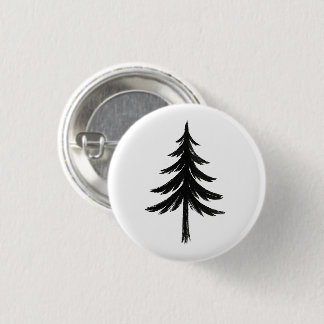Ink Brush Evergreen Tree – Forest Design on Button
