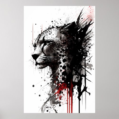 Ink Cheetah Portrait Poster
