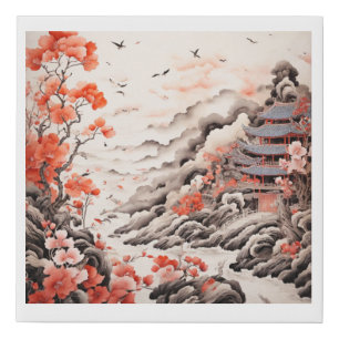 ink color art chinese wallpaper faux canvas print