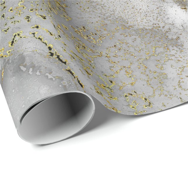 Ink Copper Gold Liquid Paint Gray Black White Wrapping Paper (Roll Corner)