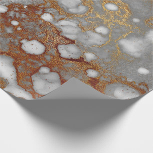 Ink Copper Gold Liquid Paint Gray Burgundy White Wrapping Paper