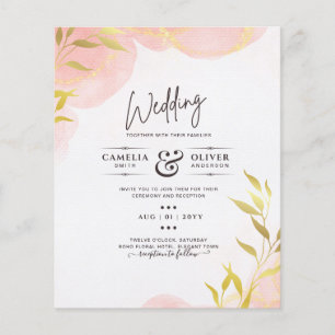 INK Coral Peach Gold Leaves Wedding Invite Flyer
