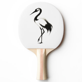 Ink Crane Illustration - Brush Design on Ping Pong Paddle