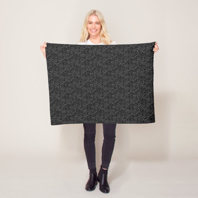 Ink Dot Scales - Black Fleece Blanket (In Situ)