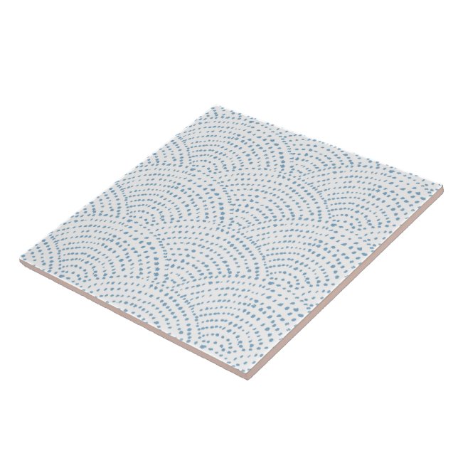 Ink dot scales - blue gray E on white Ceramic Tile (Side)