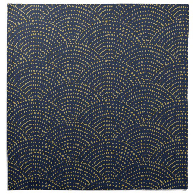 Ink Dot Scales - navy and gold Cloth Napkin (Front)