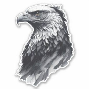 Ink drawing Eagle head Sticker