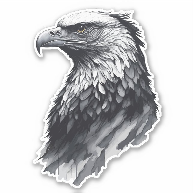 Ink drawing Eagle head Sticker (Front)