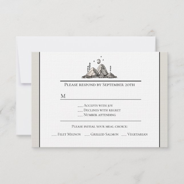 Ink Drawn Mountains RSVP Card (Front)