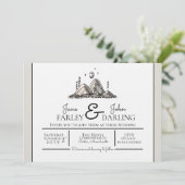 Ink Drawn Mountains Wedding Invitation (Standing Front)