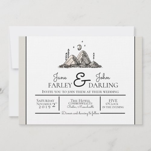 Ink Drawn Mountains Wedding Invitation
