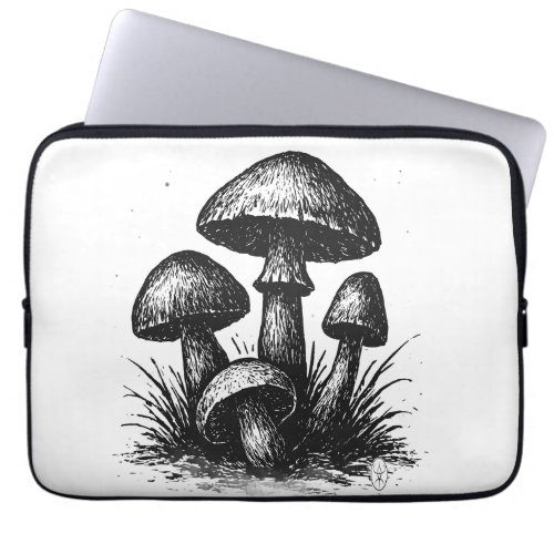Ink‑Drawn Mushroom Cluster Tote Bag