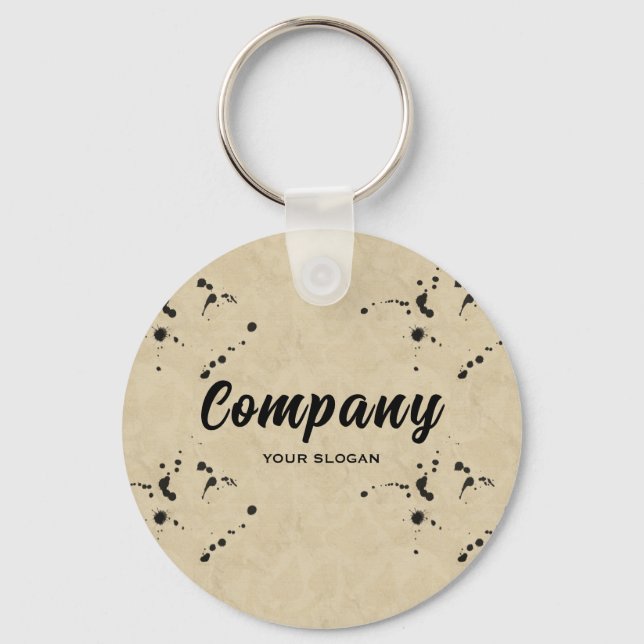 Ink Drop Effect Company Name Keychain (Front)
