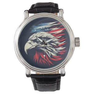 Ink Eagle & American Flag Art Freedom Never Fades Watch