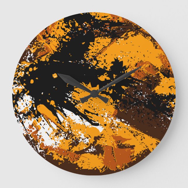 Ink Explosion: Colorful Abstract Splashes Large Clock (Front)