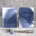 Ink Flow Wedding Blue ID762 Invitation<br><div class="desc">An abstract background reminiscent of liquid ink in shades from deep navy blue through cyan and white is the backdrop for elegant handwritten script text and modern design layouts in the pieces of this beautiful wedding suite. The wedding invitation shown here features the above and a template to add your...</div>