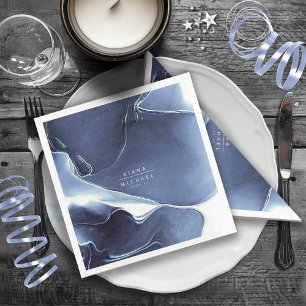 Ink Flow Wedding Blue ID762 Paper Dinner Napkins