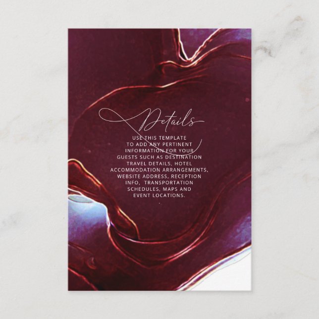 Ink Flow Wedding Details Burgundy ID762 Enclosure Card (Front)