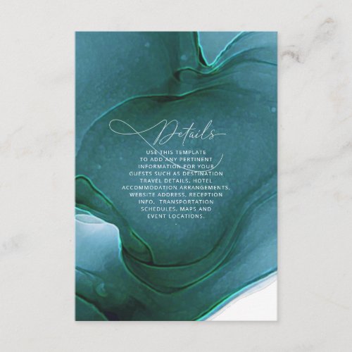 Ink Flow Wedding Details Teal ID762 Enclosure Card