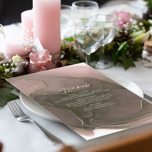 Ink Flow Wedding Menu Taupe ID762