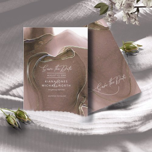 Ink Flow Wedding Save the Date Taupe ID762