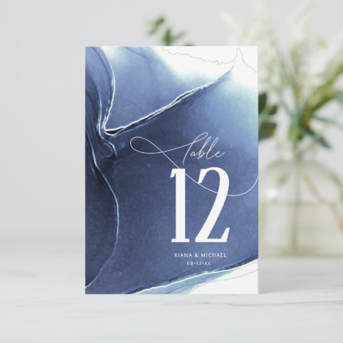 Ink Flow Wedding Table Number Blue ID762