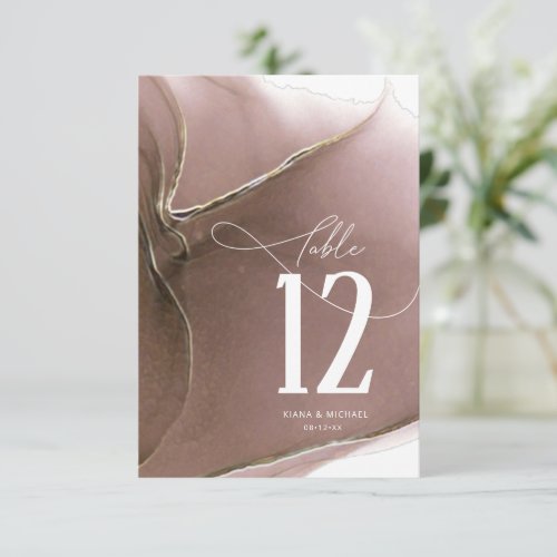 Ink Flow Wedding Table Number Taupe ID762