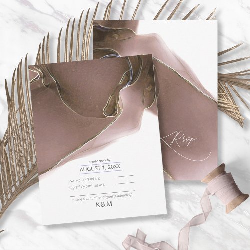 Ink Flow Wedding Taupe ID762 RSVP Card