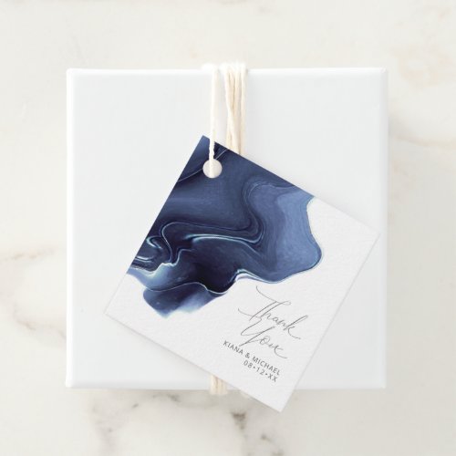 Ink Flow Wedding Thank You Blue ID762 Favor Tags