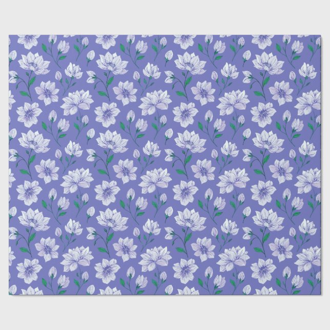 Ink Flowers on Lavender Wrapping Paper (Seam)