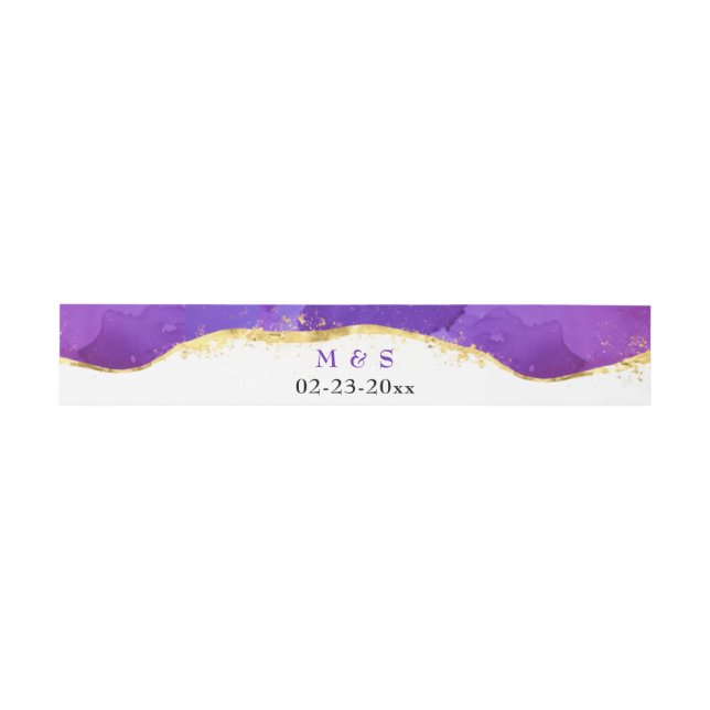 Ink Fuchsia Pink Purple Gold Invitation Belly Band (Flat)