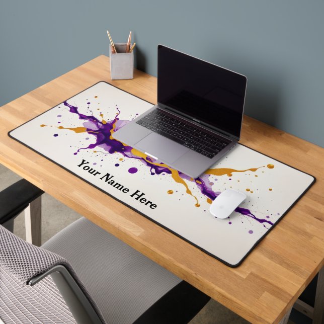 Ink Gold Dance Abstract Luxury Modern Desk Mat (Office 2)