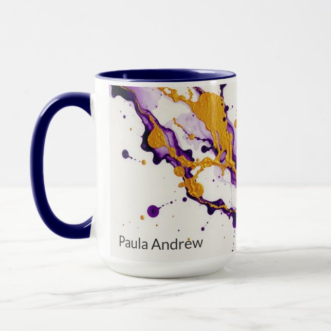 Ink & Gold Dance Fluid Motion Aesthetic Mug (Left)