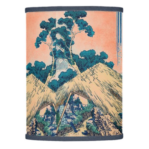 Ink Graphic Landscape in Blues and Corals  lamp