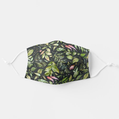 Ink  Green Tropical Botanical Pattern Adult Cloth Face Mask