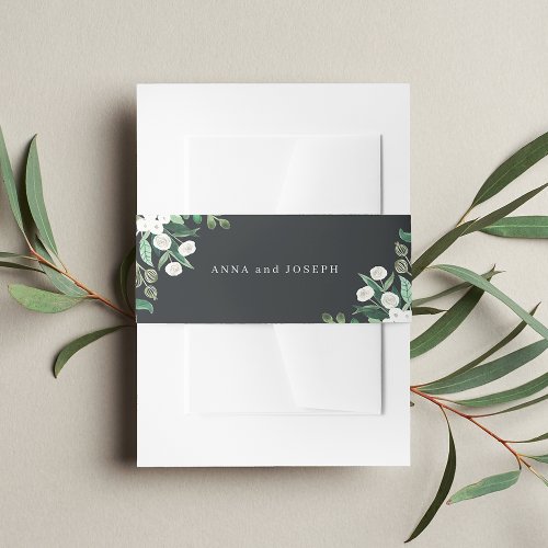 Ink  Greenhouse Watercolor Botanical Wedding Invitation Belly Band