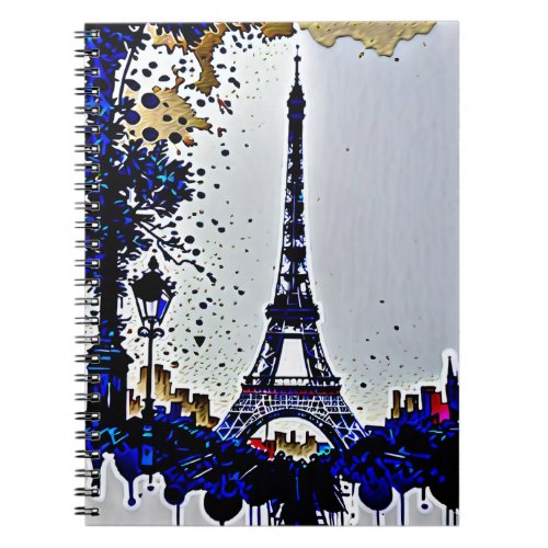 Ink illustration of the Eiffel Tower Notebook