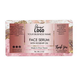 Ink In Pink Rose Gold Face Serum Label