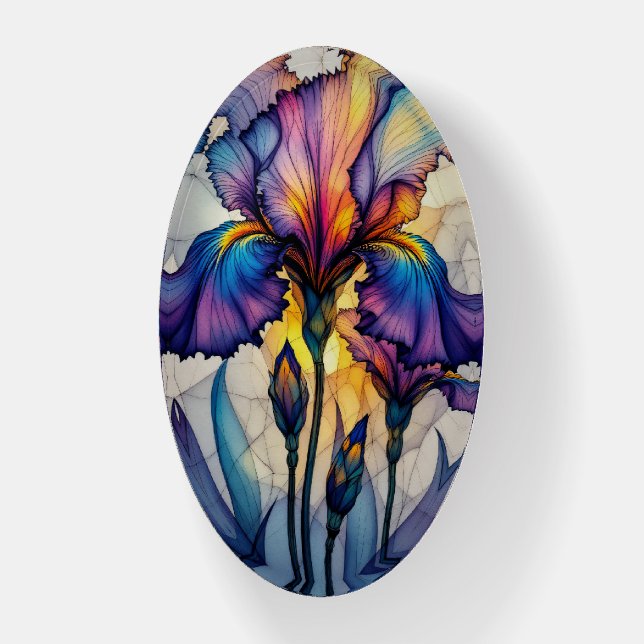 Ink Iris Flower Design  Paperweight (Vertical)