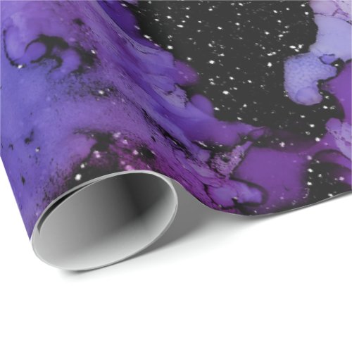 Ink Liquid Paint Amethyst Purple Black Glitter VIP Wrapping Paper