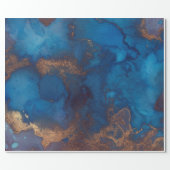 Ink Liquid Paint Blue Bronze Copper Purple Gold Wrapping Paper (Flat)